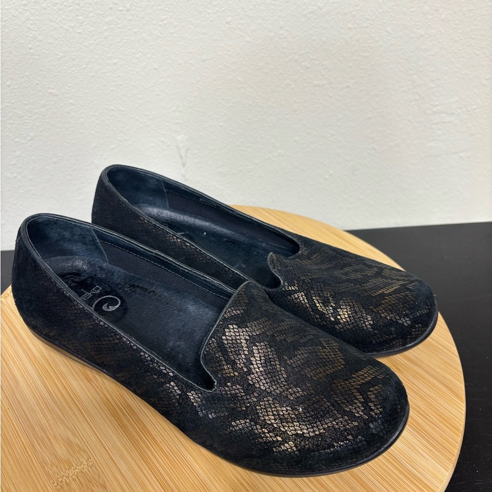 Dansko Olivia Womens EU 39 US 8.5-9 Black Bronze Snake Skin Flats Comfort Shoes